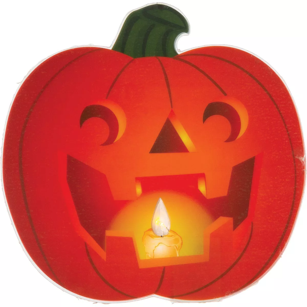 Everlasting Glow Pumpkin Window Cling Warm White LED Candle