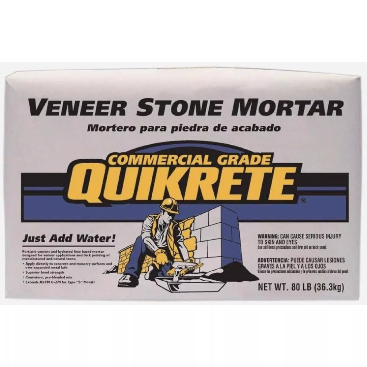 Quikrete 80 Lb. Gray Type S Veneer Stone Mortar Mix