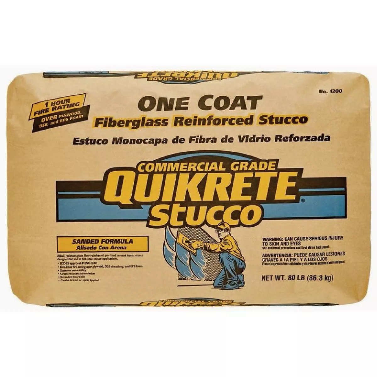 Quikrete 80 Lb. One-Coat Fiberglass Reinforced Stucco-