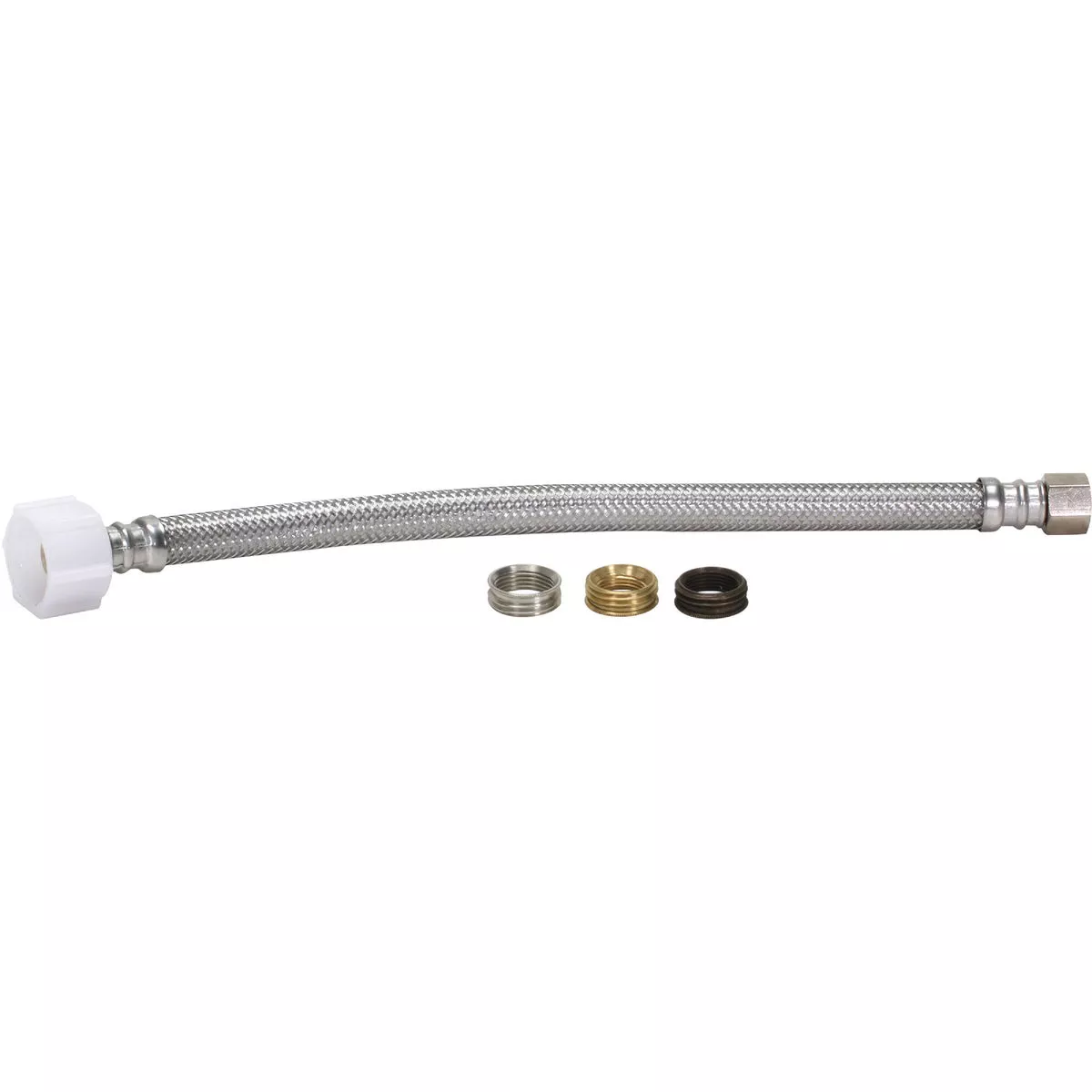 Fluidmaster Universal 3/8 In. or 7/16 In. or 1/2 In. MC x 7/8 In. FBC x 16 In. L Braided Stainless Steel Toilet Connector