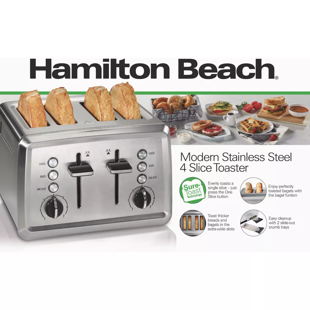 Hamilton Beach 4-Slice Modern Stainless Steel Extra-Wide Slot Toaster - photo 2