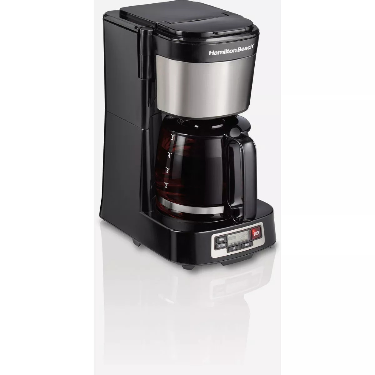Hamilton Beach FrontFill 5-Cup Black Programable Compact Coffee Maker