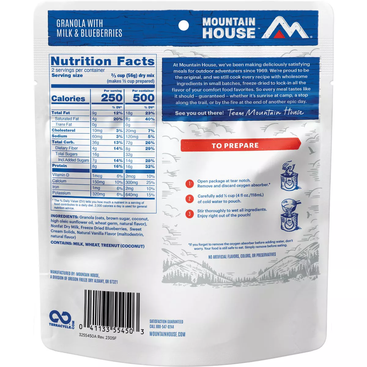 Mountain House Granola with Milk & Blueberries Freeze-Dried Pouch - photo 3
