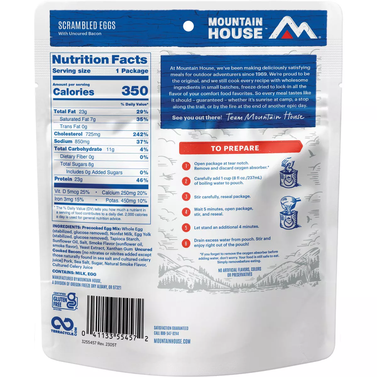 Mountain House Scrambled Eggs with Uncured Bacon Freeze-Dried Pouch - photo 3