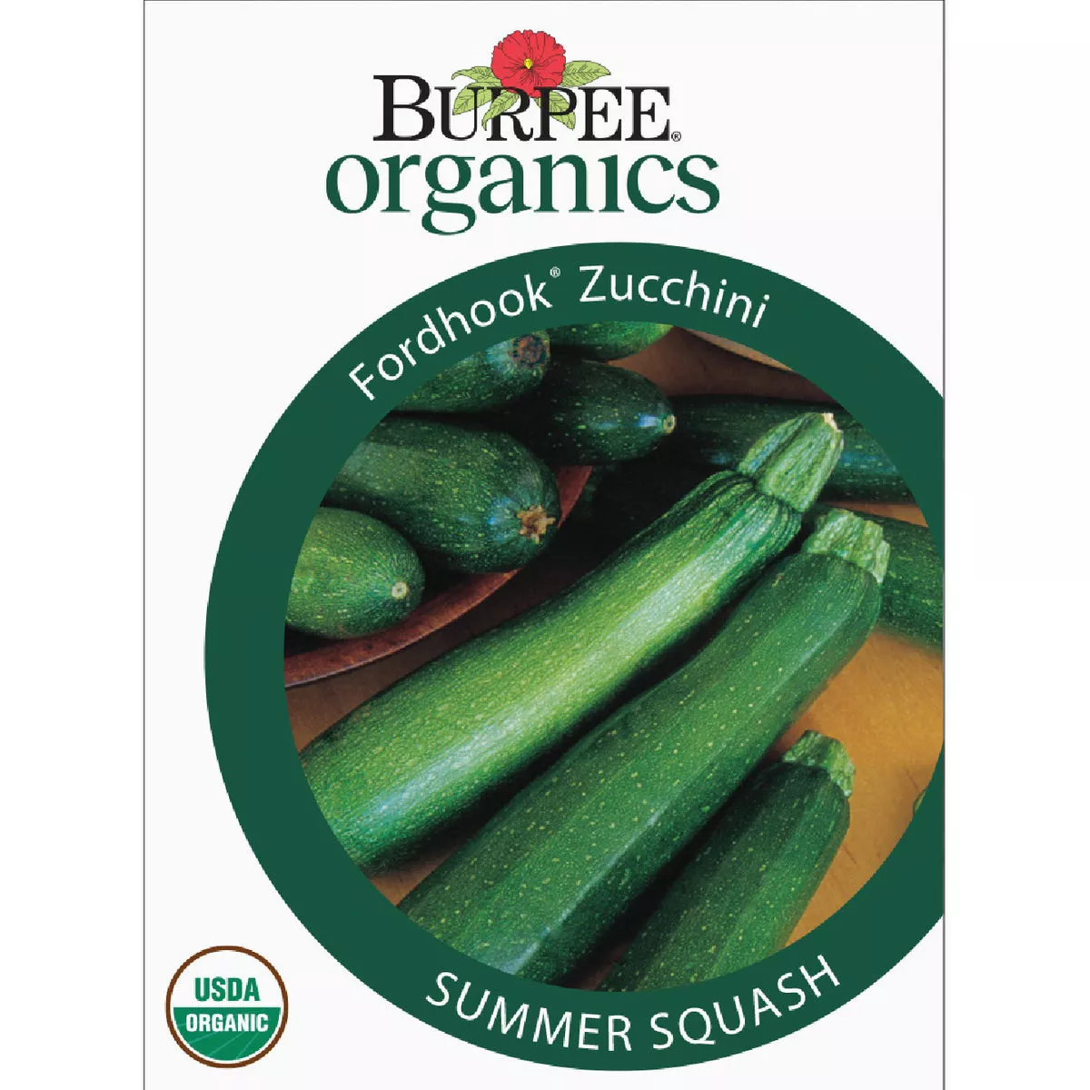 Burpee Organic Squash, Summer Fordhook Zucchini Seed Packet