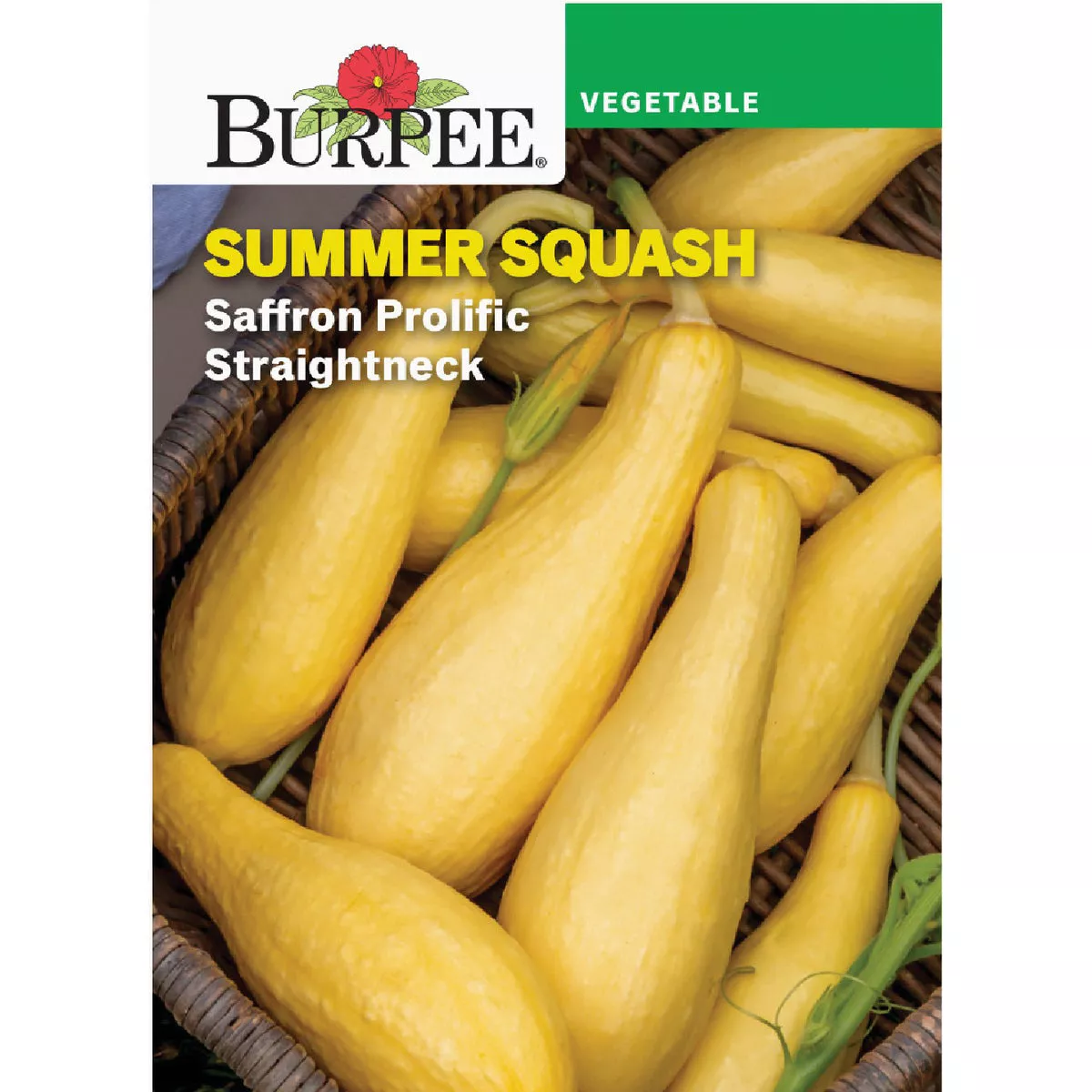 Burpee Squash, Summer Saffron Prolific Straightneck Seed Packet