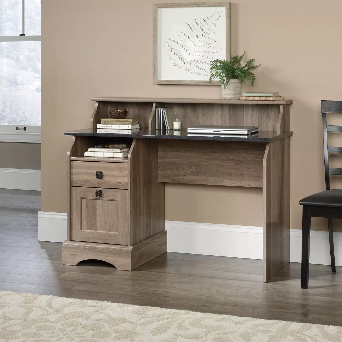 Sauder Salt Oak Slate Tabletop Desk