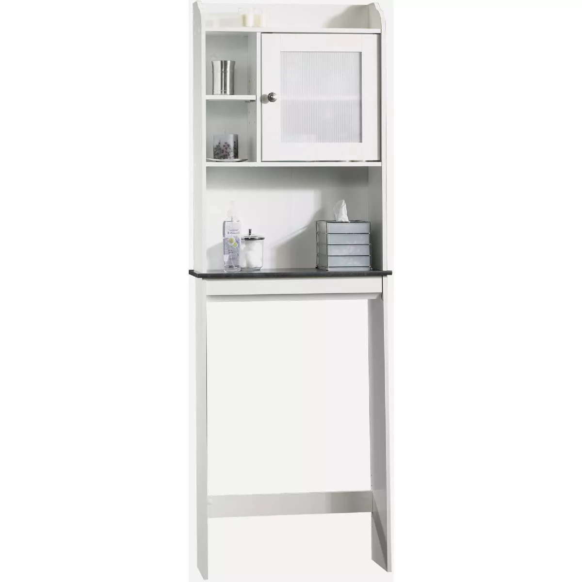 Sauder Select Bathroom Etagere, Soft White with Slate Shelf