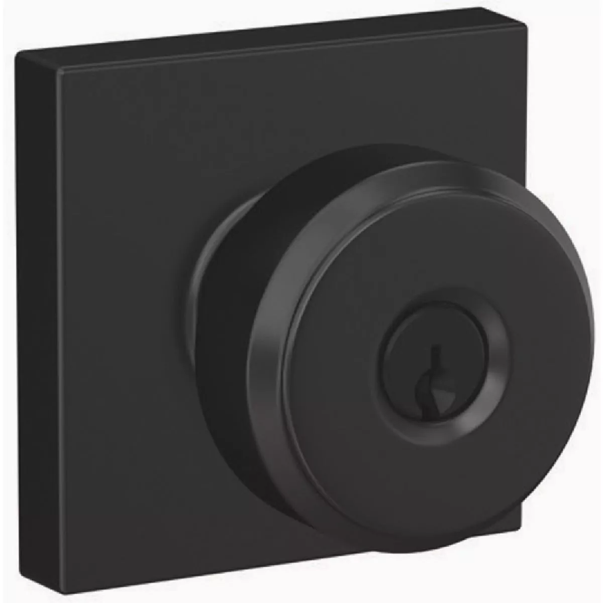 Schage F Series Keyed Entry Function, Bowery Knob, 622 Matte Black Finish, Collins Decorative Trim
