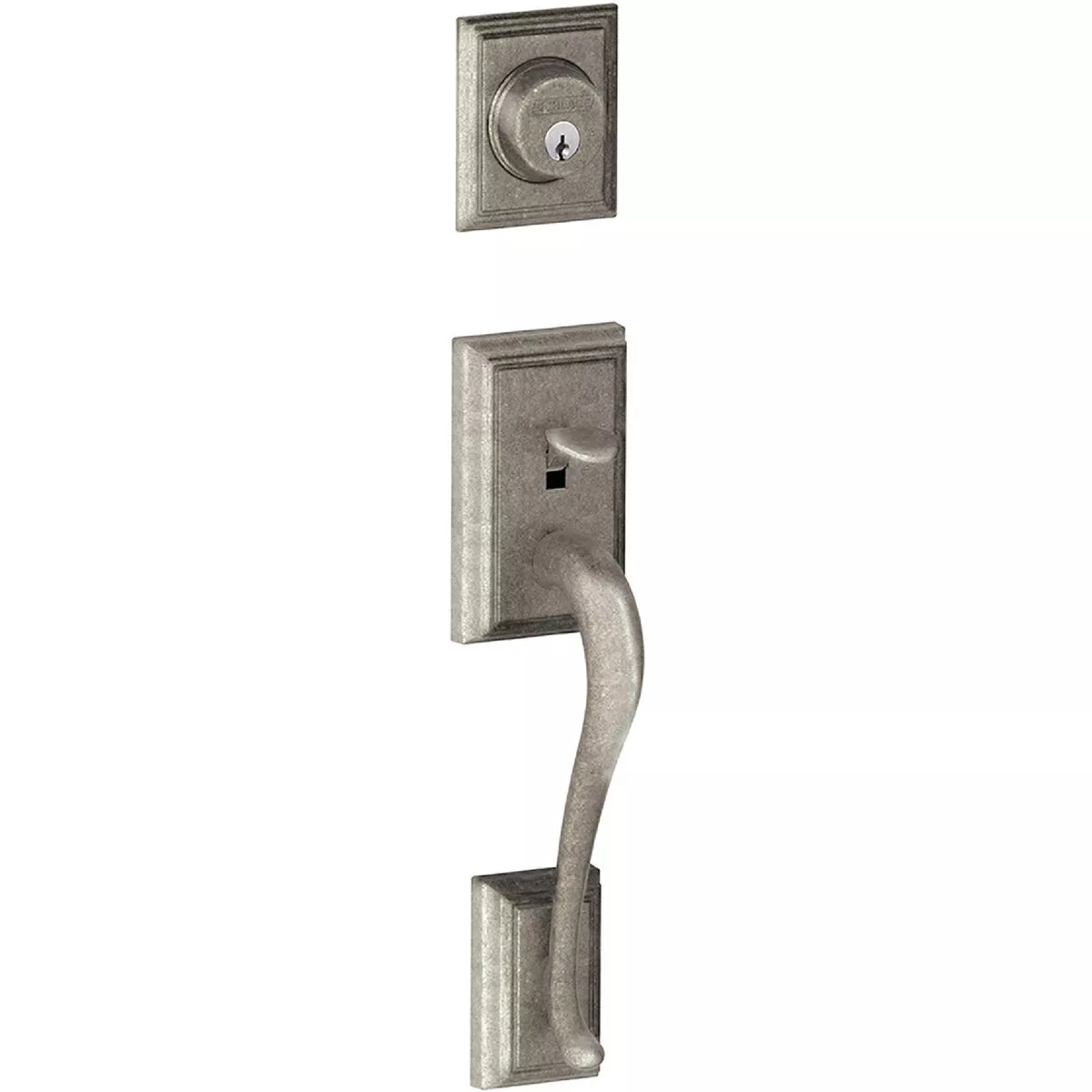 Schlage F Series Addison Distressed Nickel Outside Entry Door Handleset