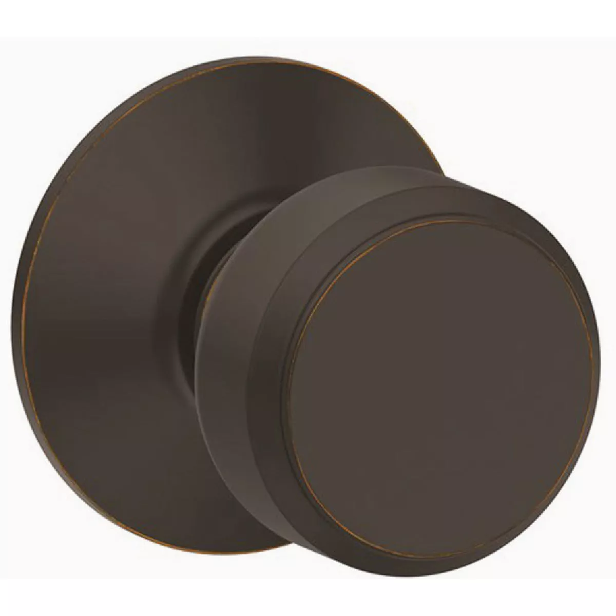Schlage F Series Passage Function, Bowery Knob, 716 Aged Bronze Finish