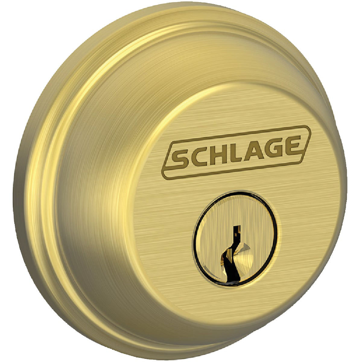 Schlage B Series Single Cylinder Deadbolt - Satin Brass