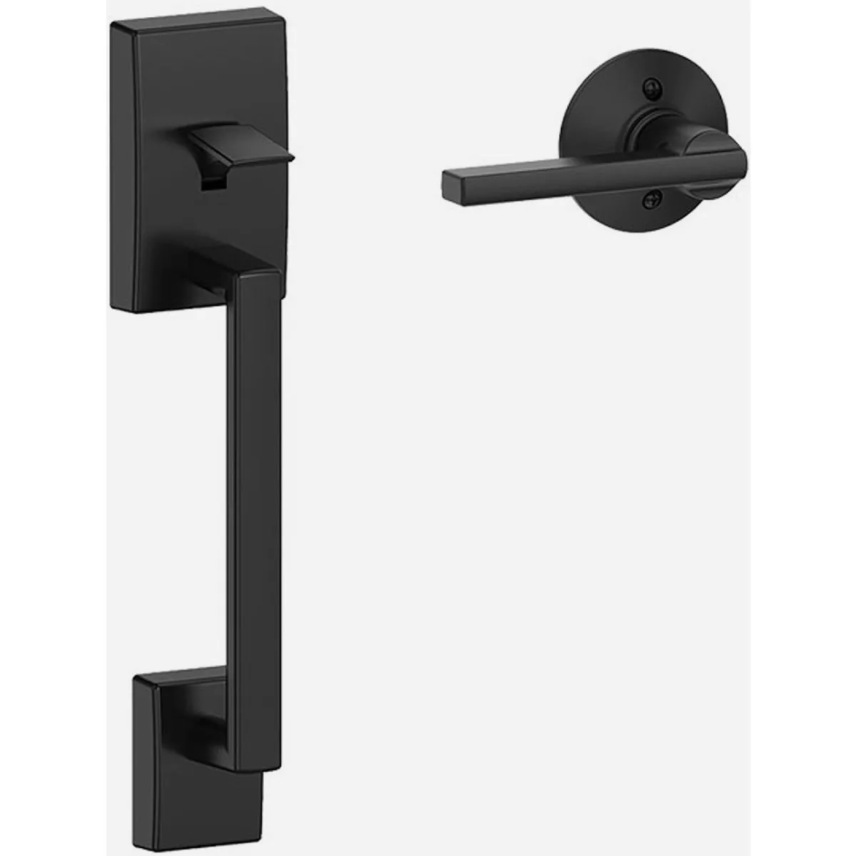 Schlage F Series Century Style, Lower Half of Handleset, Latitude Lever, 622 Matte Black Finish