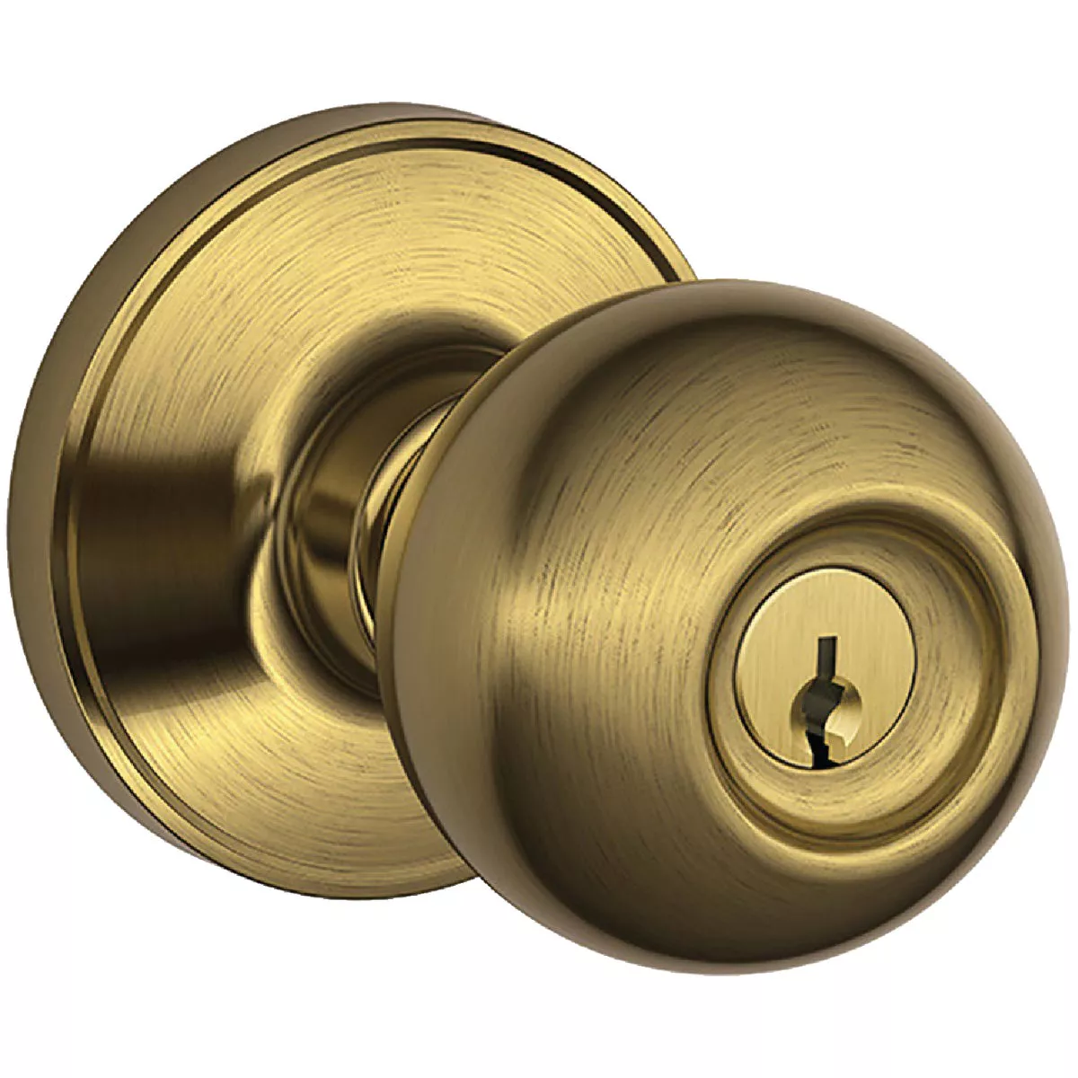 Corona Knob Keyed Entry - Antique Brass