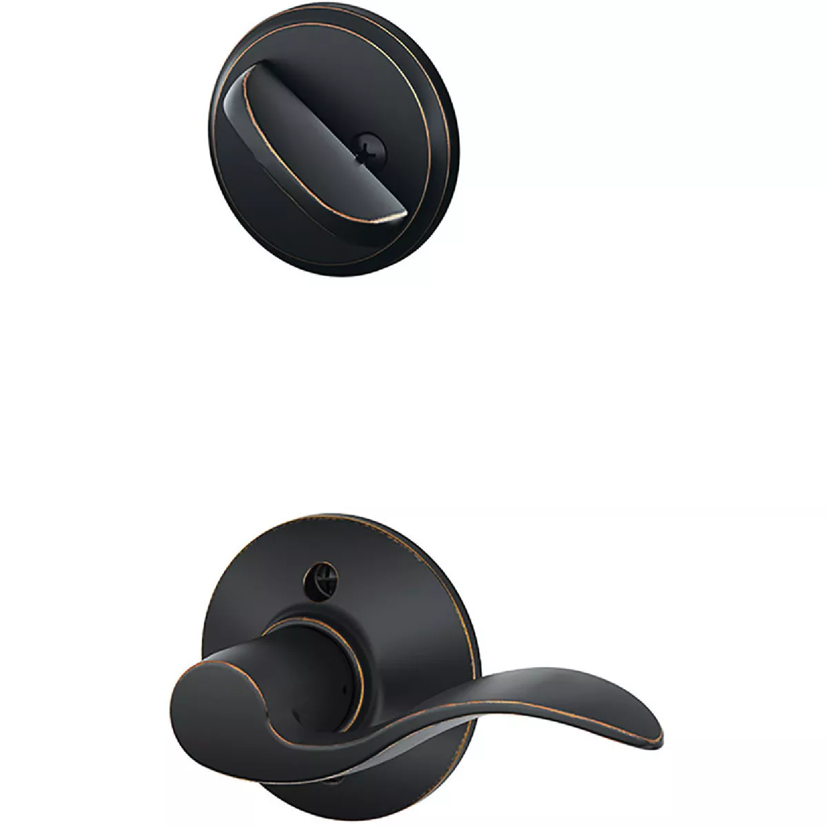 Schlage F Series Accent Aged Bronze Left Hand Inside Entry Door Handleset
