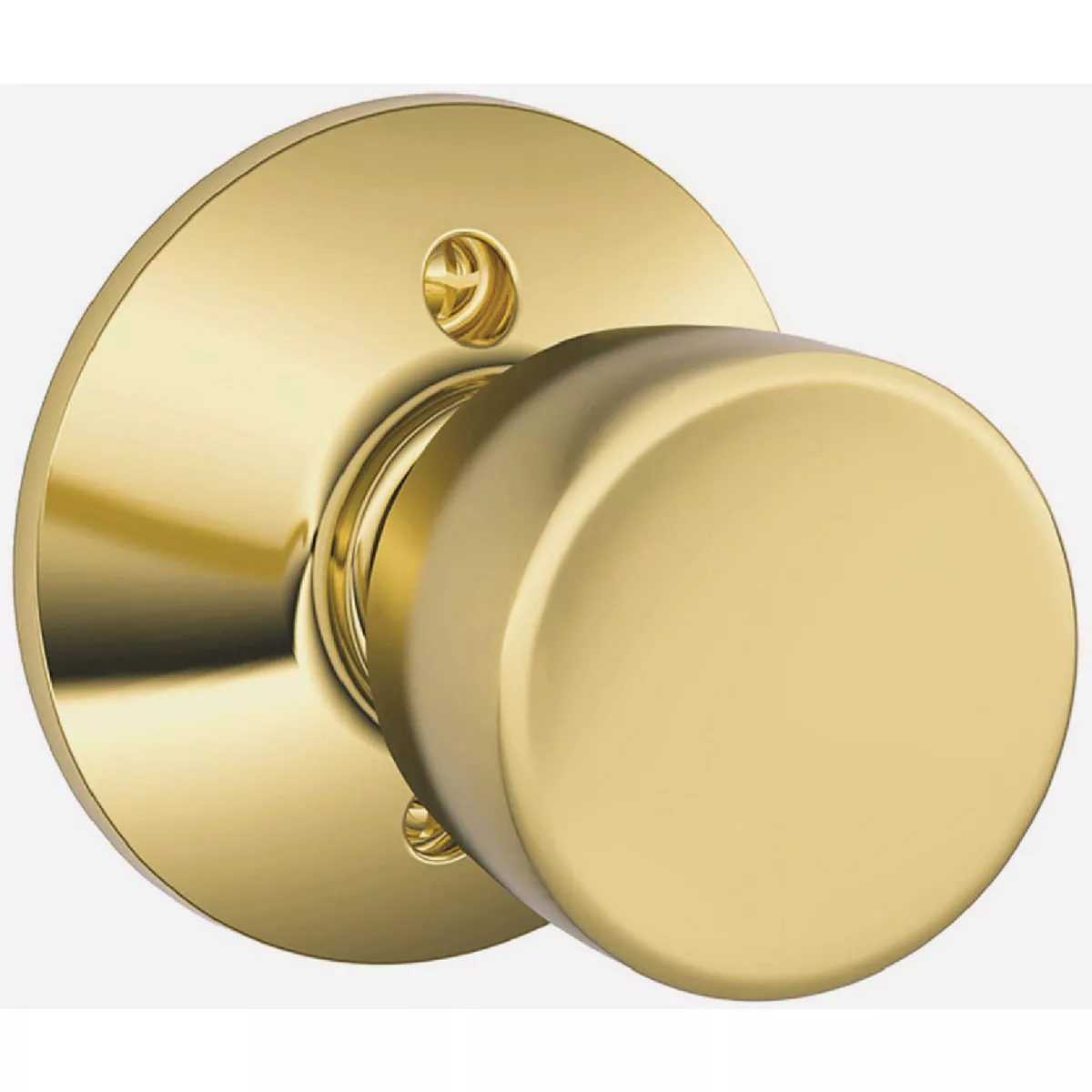 Schlage F Series Dummy Function, Bell Knob, 605 Bright Brass Finish