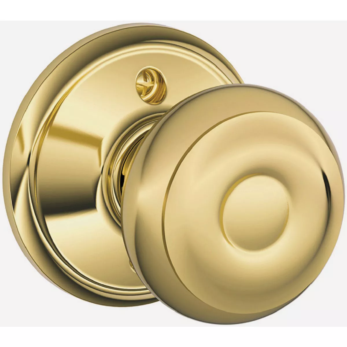 Schlage F Series Dummy Function, Georgian Knob, 605 Bright Brass Finish