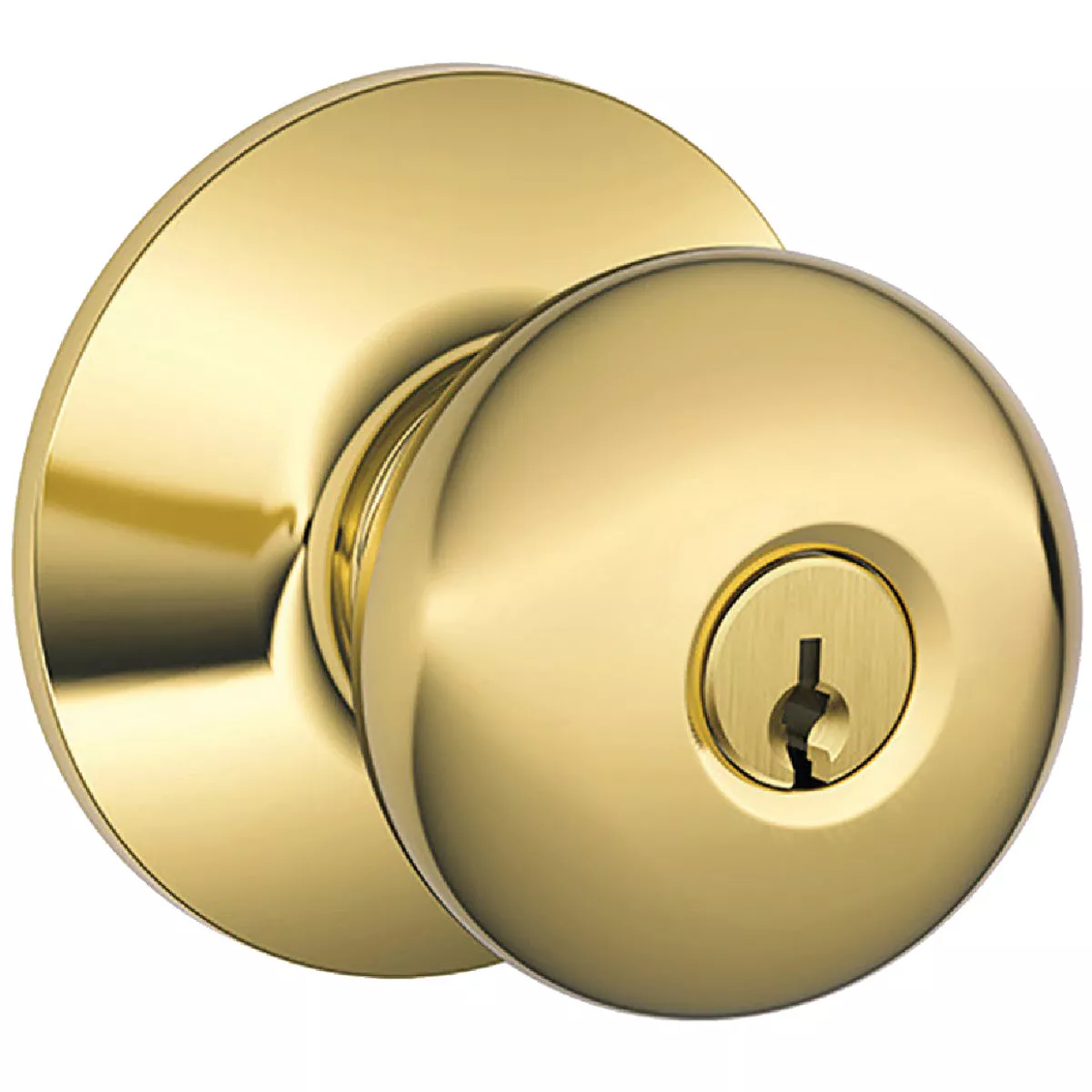 Plymouth Knob x Flair Lever, Left Hand, Keyed Entry - Bright Brass