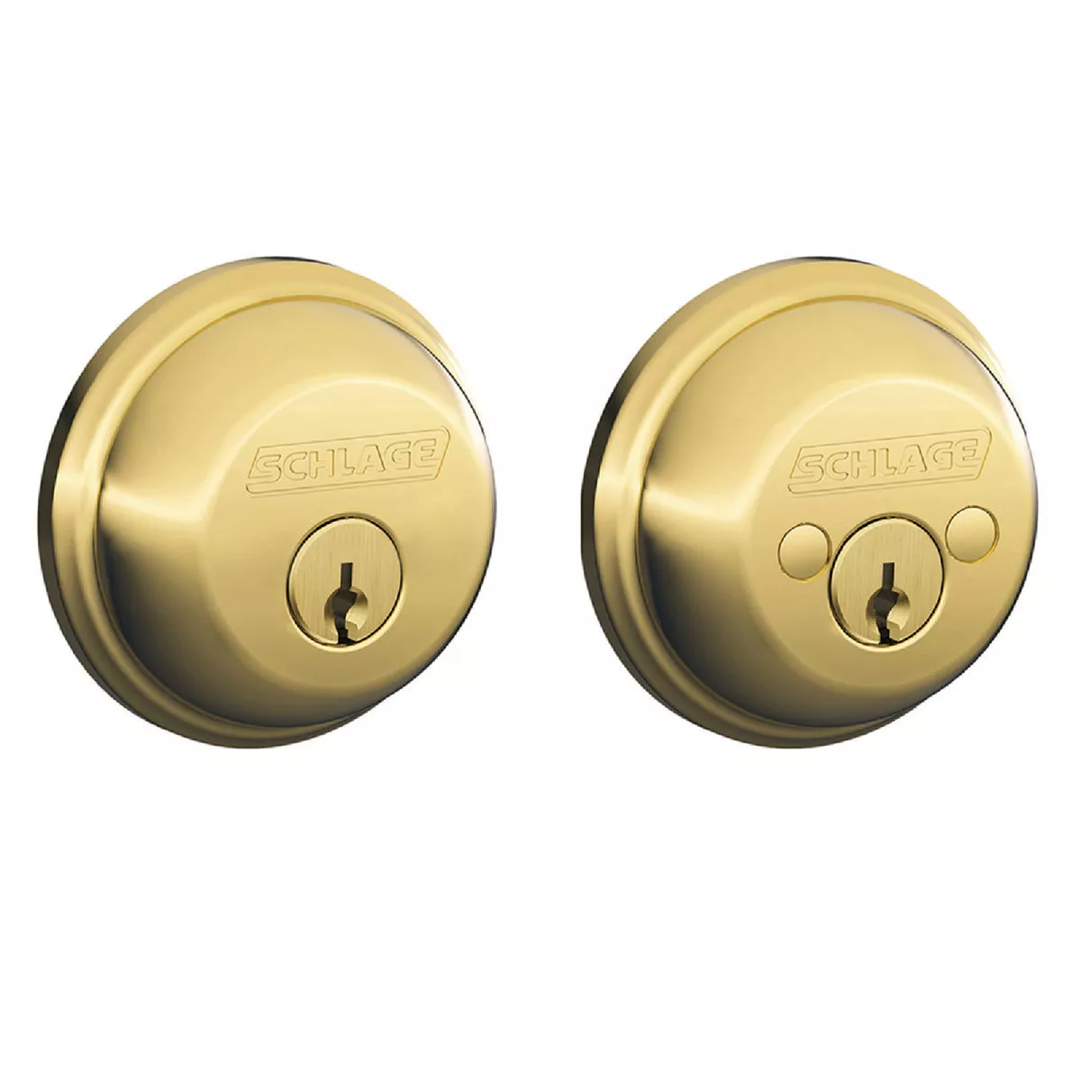 Schlage B-Series Double Cylinder Deadbolt - Lifetime Bright Brass