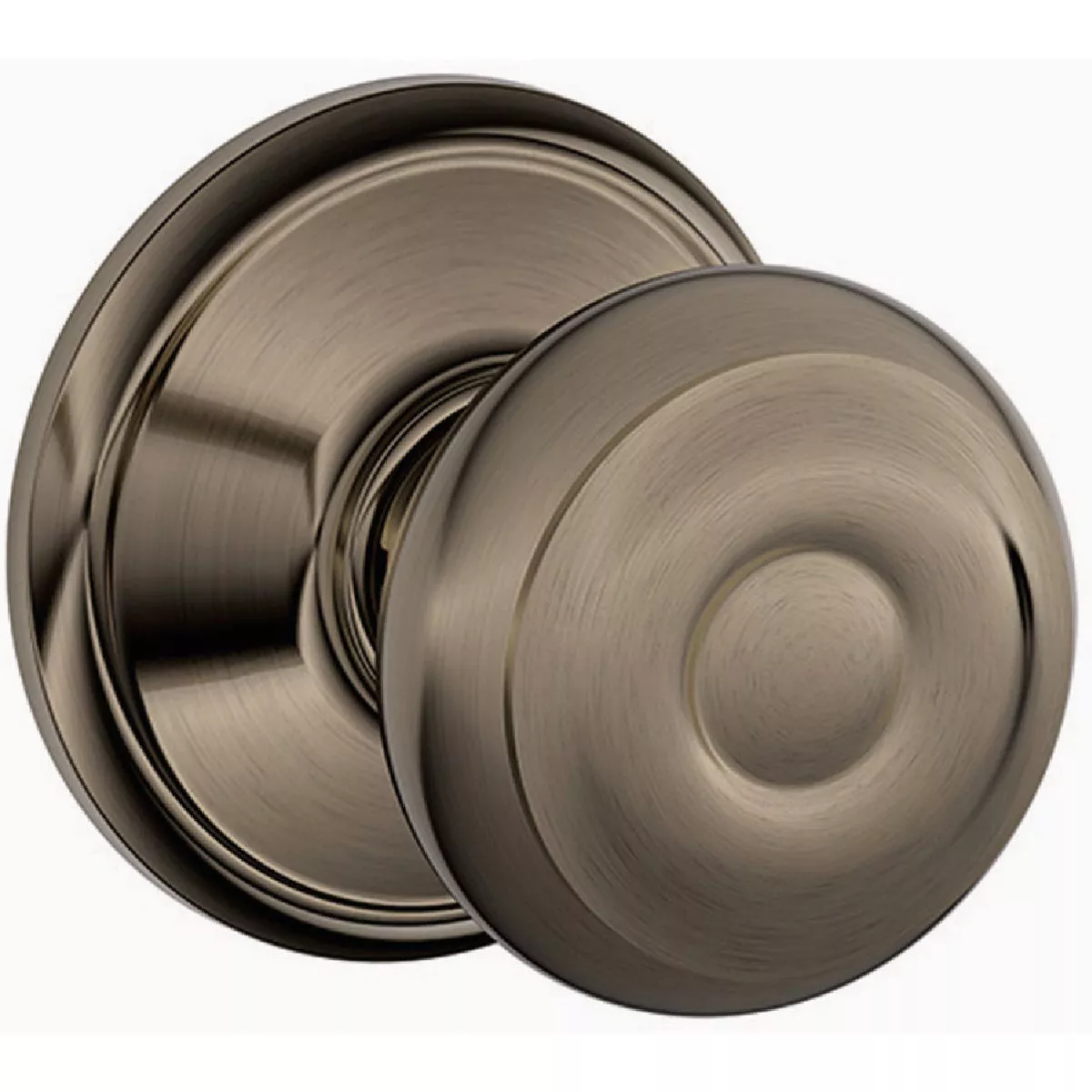 Schlage F Series Passage Function, Georgian Knob, 620 Antique Nickel Finish