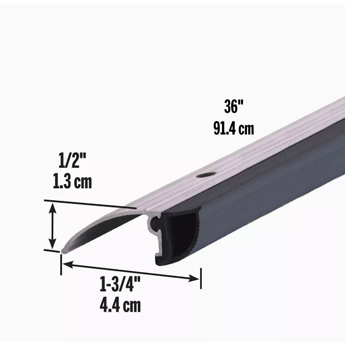 M-D 1-3/4 In. x 1/2 In. x 36 In. Silver Aluminum and Vinyl Mini Low ...