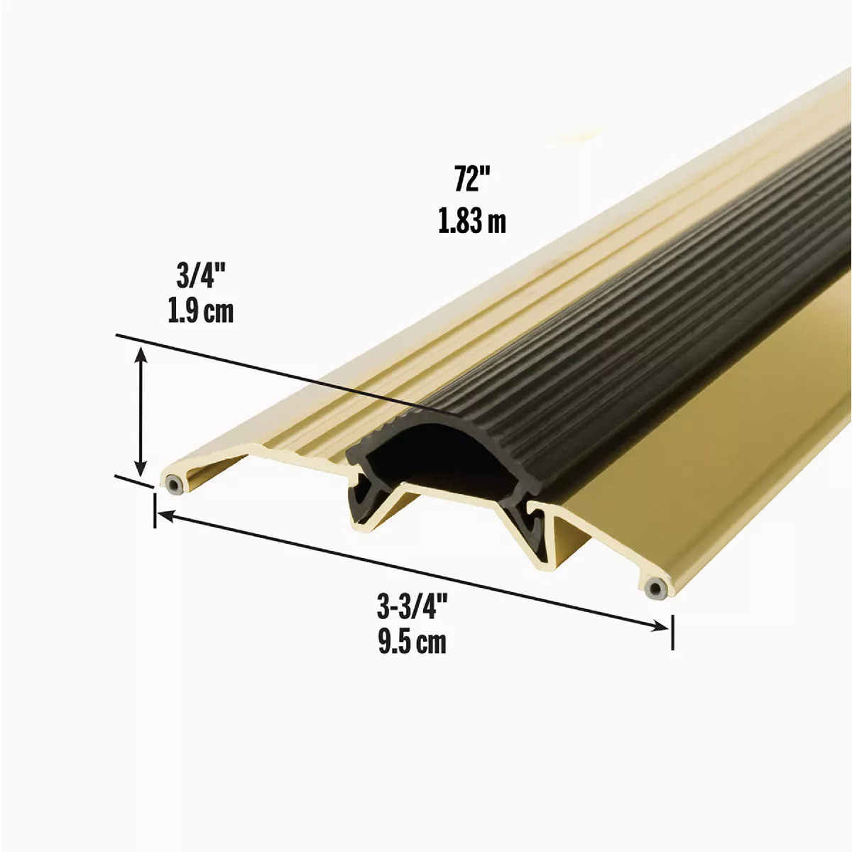 M-D 3-3/4 In. x 3/4 In. x 72 In. Gold Aluminum and Vinyl Heavy-Duty Low-Profile Threshold - photo 4
