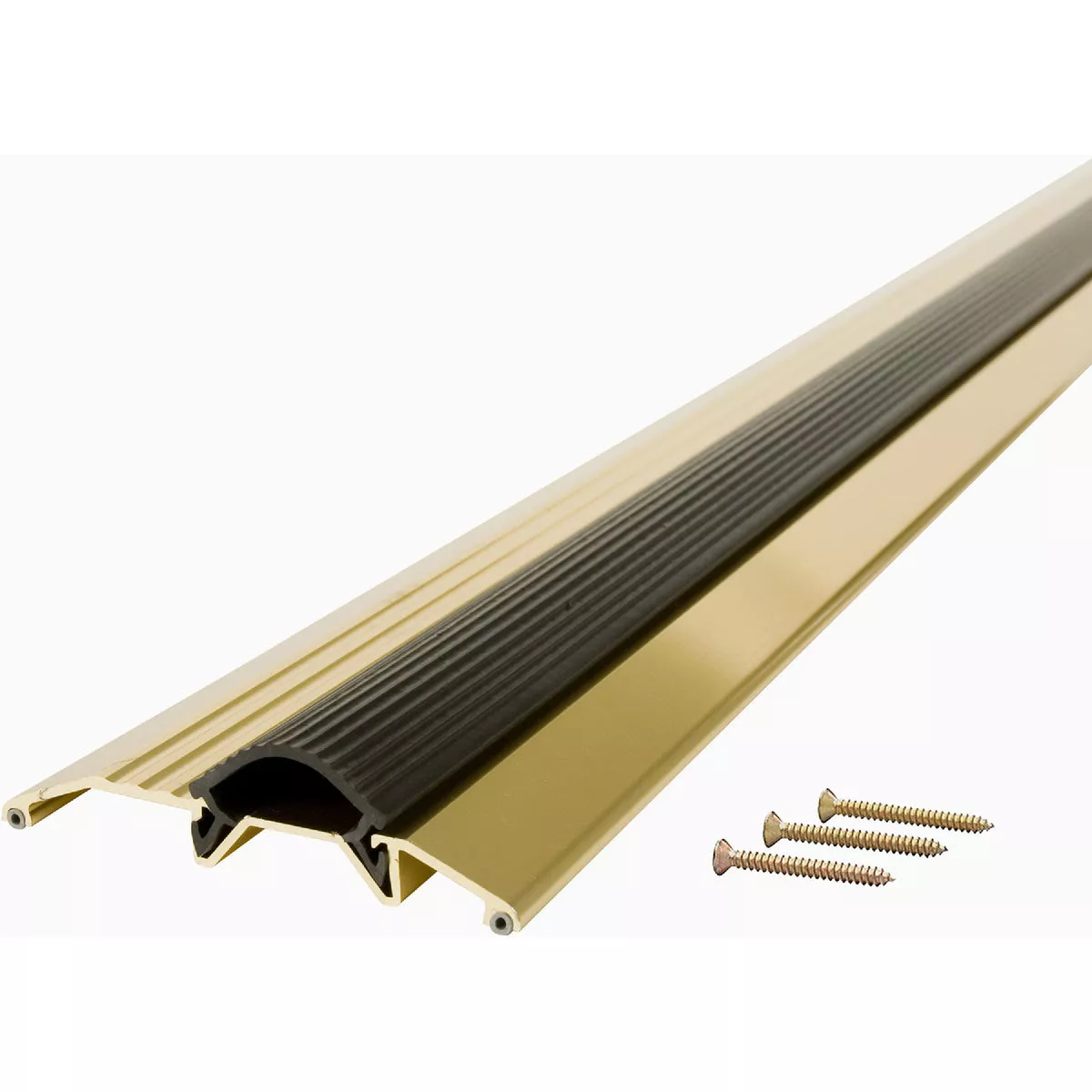 M-D 3-3/4 In. x 3/4 In. x 72 In. Gold Aluminum and Vinyl Heavy-Duty Low-Profile Threshold - photo 2