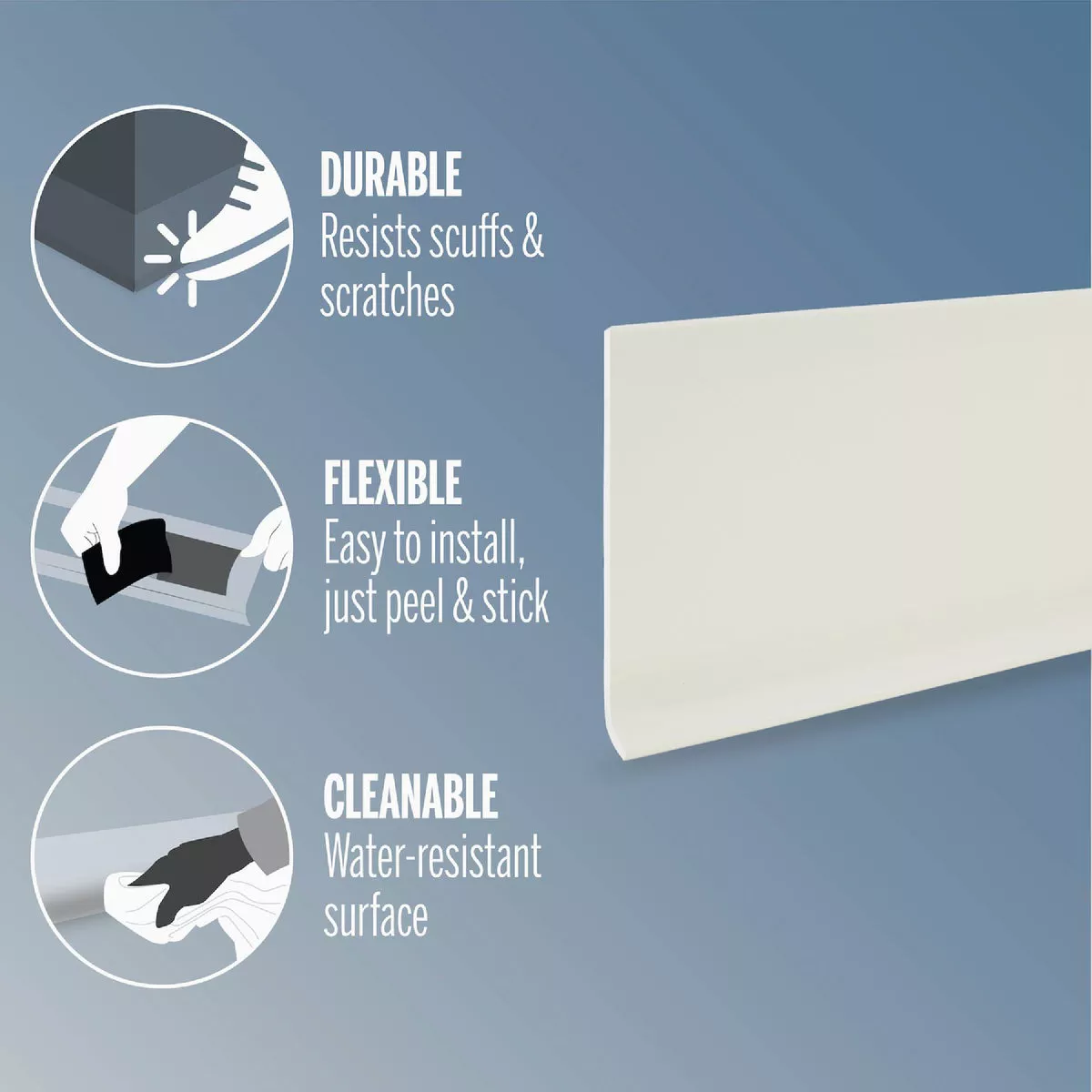 MD 4 In. x 48 In. Almond Adhesive Back Vinyl Wall Base - photo 2