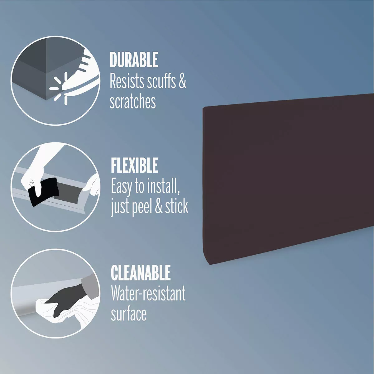 M-D 4 In. x 48 In. Brown Self-Stick Vinyl Wall Base - photo 3