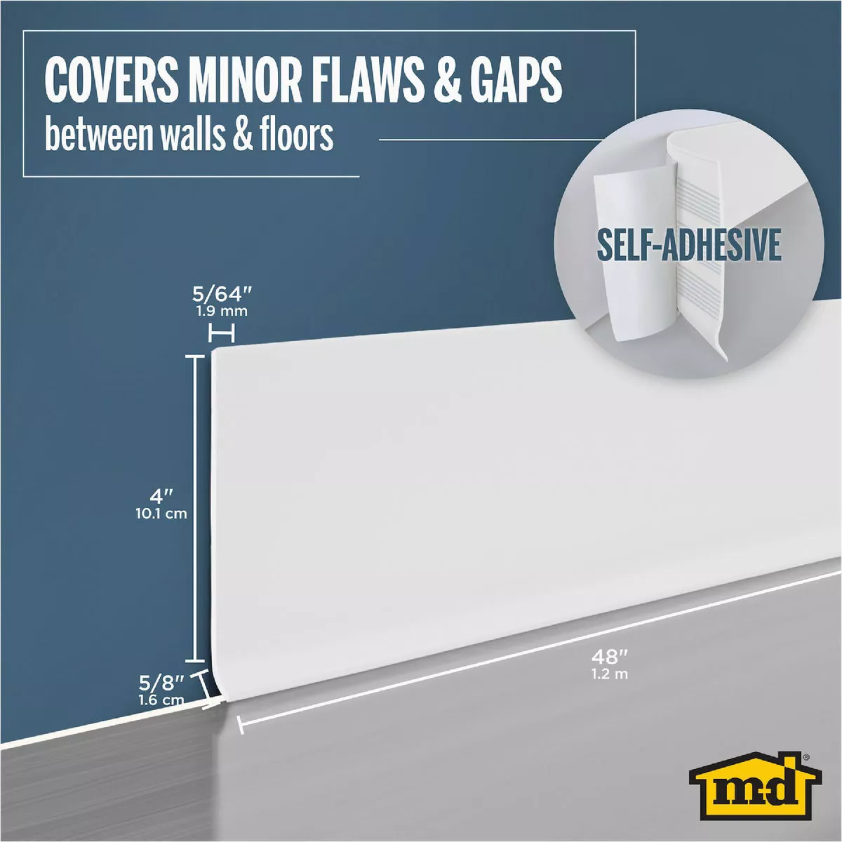 M-D 4 In. x 48 In. Snow White Self-Stick Vinyl Wall Base - photo 7