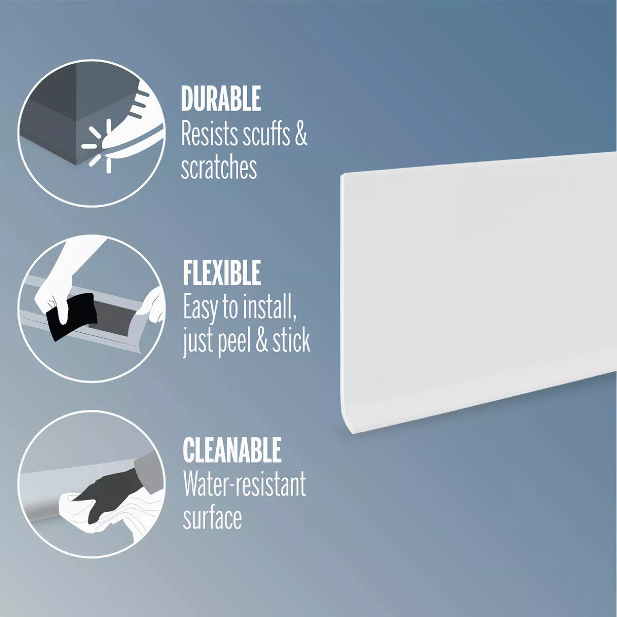 M-D 4 In. x 48 In. Snow White Self-Stick Vinyl Wall Base - photo 3