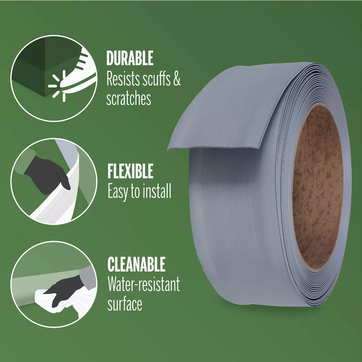 M-D 4 In. x 60 Ft. Silver Gray Vinyl Wall Base - photo 4