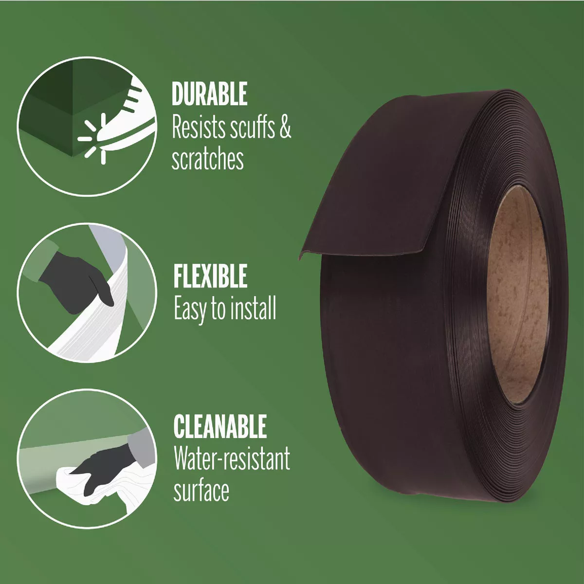 M-D 4 In. x 120 Ft. Brown Vinyl Wall Base- - photo 3