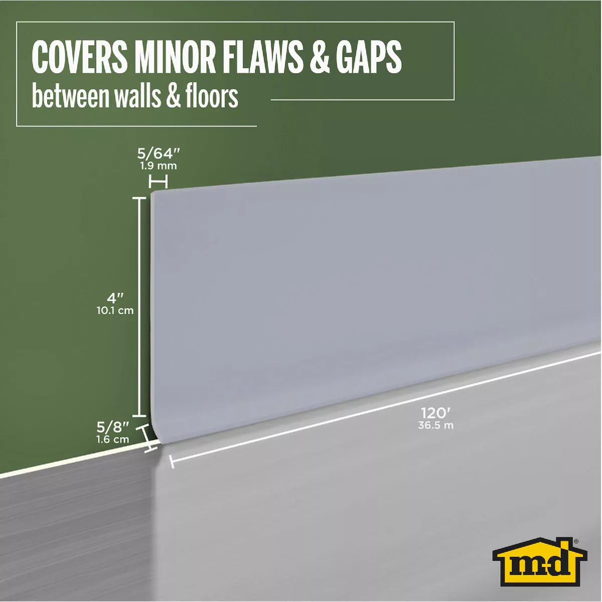 M-D 4 In. x 120 Ft. Silver Gray Vinyl Wall Base - photo 8