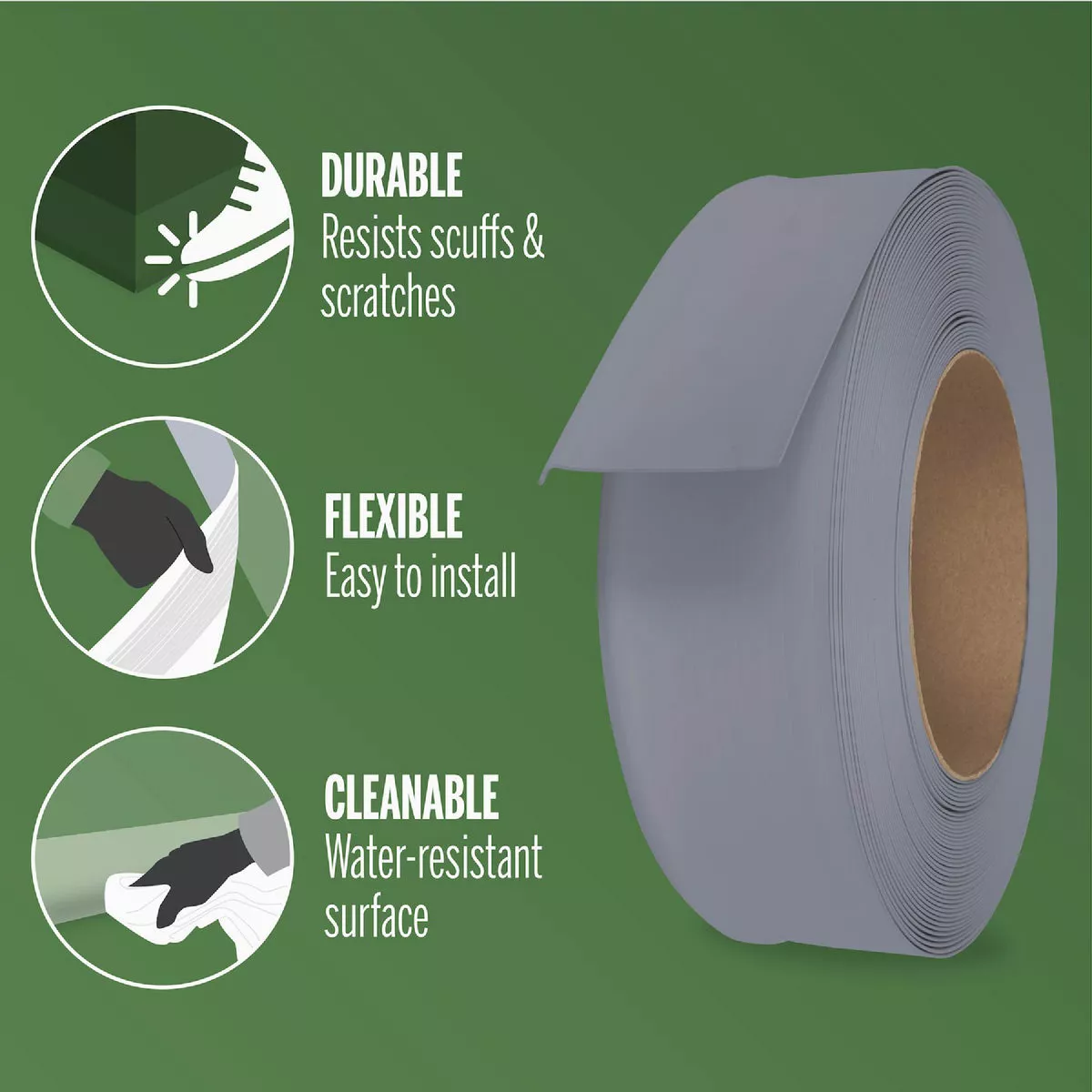 M-D 4 In. x 120 Ft. Silver Gray Vinyl Wall Base - photo 4