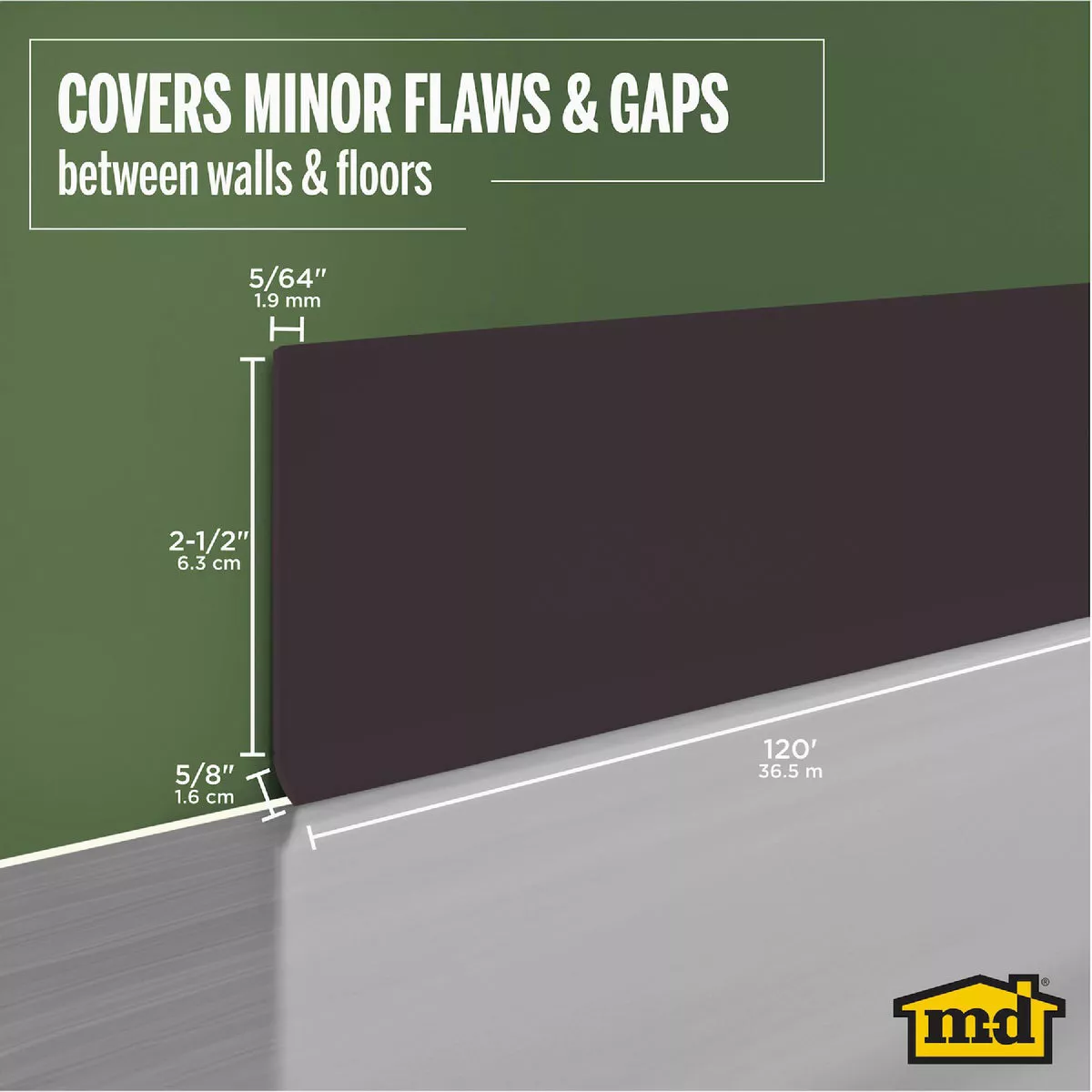 M-D 2-1/2 In. x 120 Ft. Brown Vinyl Wall Base - photo 7