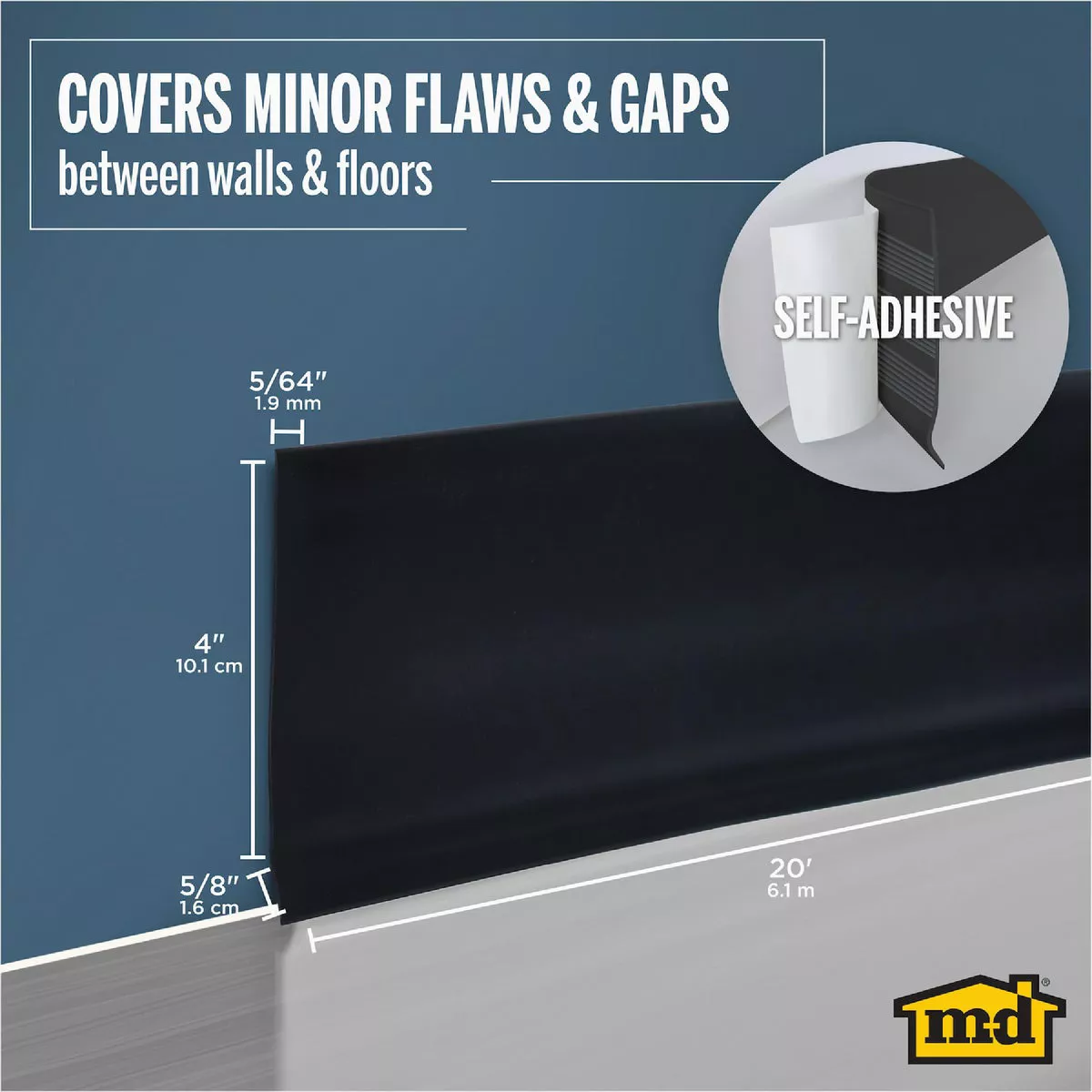 M-D 4 In. x 20 Ft. Black Self-Stick Vinyl Wall Base - photo 7