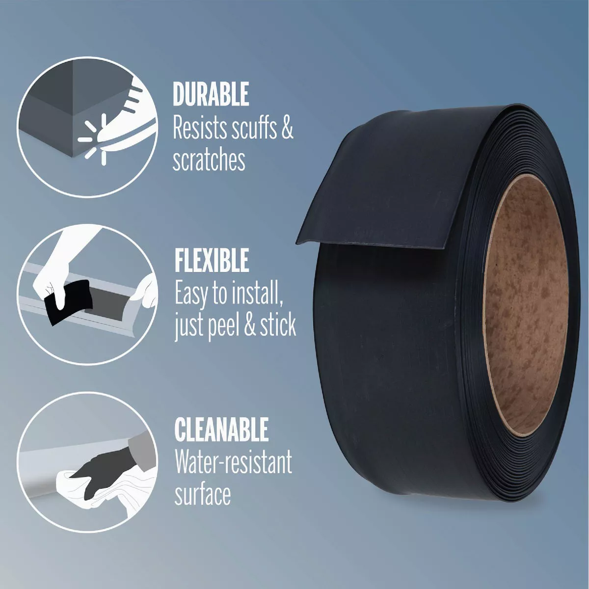M-D 4 In. x 20 Ft. Black Self-Stick Vinyl Wall Base - photo 3