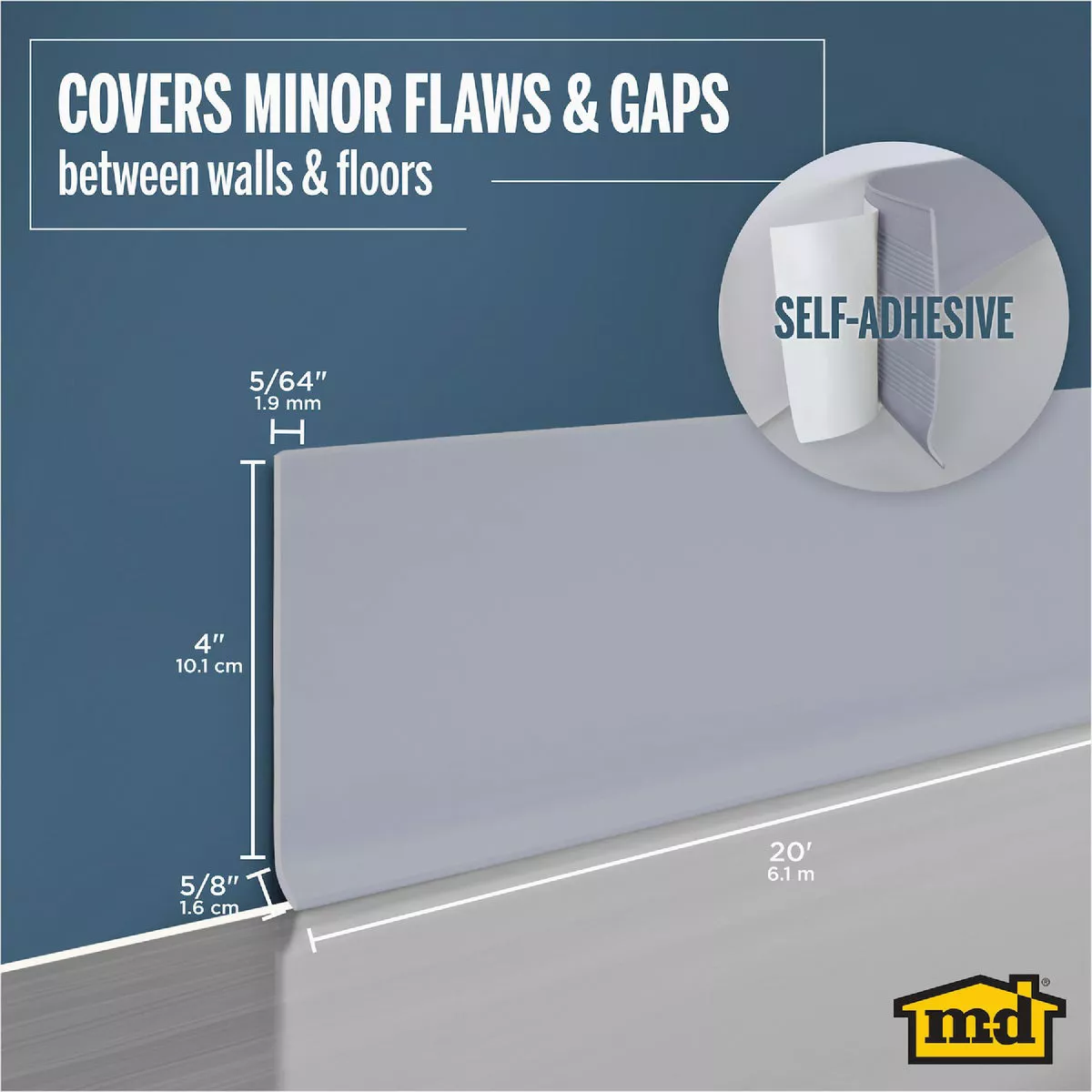 M-D 4 In. x 20 Ft. Silver Gray Self-Stick Vinyl Wall Base - photo 6
