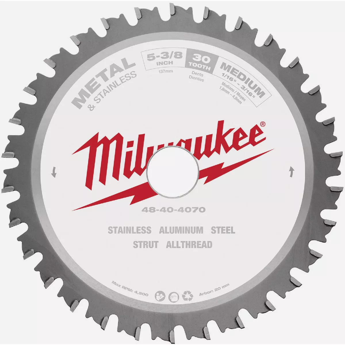 Milwaukee 5-3/8 In. 30-Tooth Metal & Stainless Cutting Circular Saw Blade