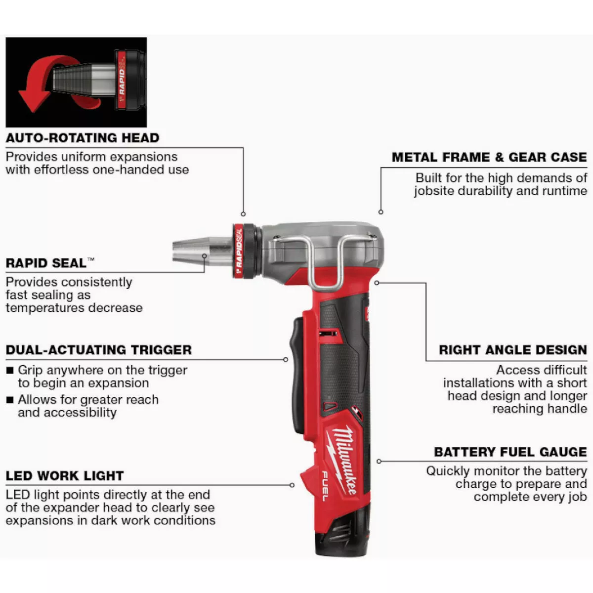 Milwaukee M12 FUEL ProPEX Expander Kit with 1/2 In. to 1 In. RAPID SEAL ...