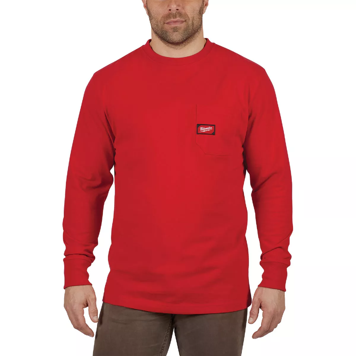 Milwaukee Medium Red Long Sleeve Unisex Heavy-Duty Pocket Shirt