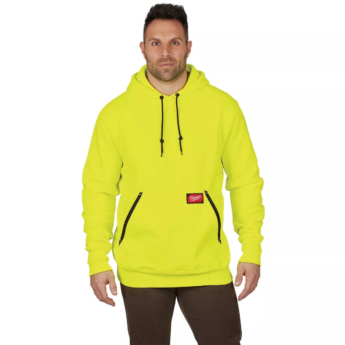 Milwaukee Large Hi-Vis Unisex Heavy-Duty Pullover Hooded Sweatshirt