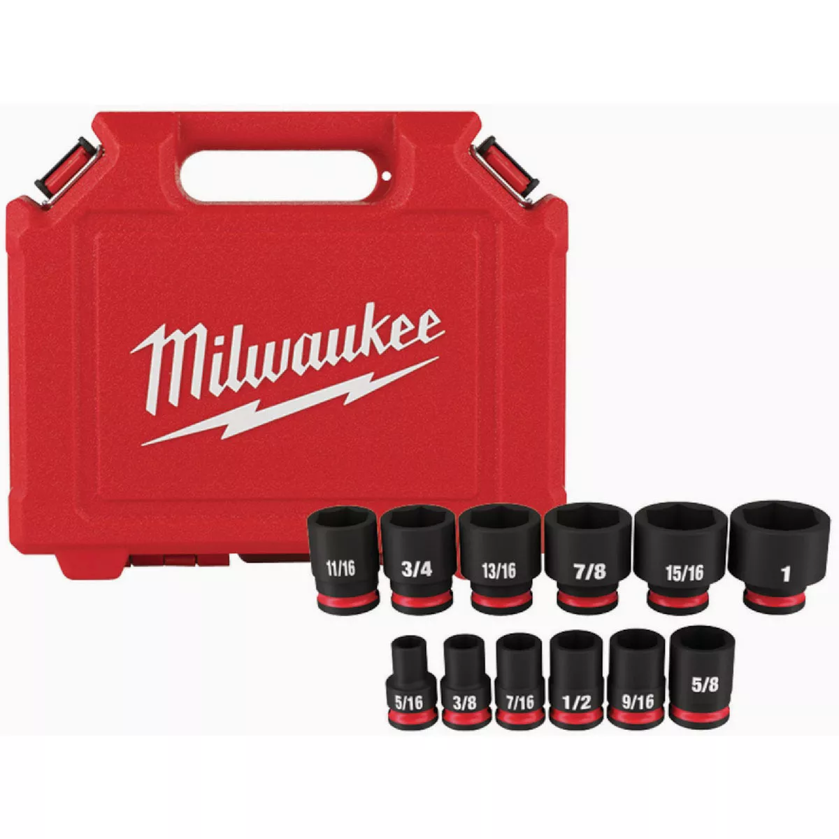 Milwaukee SHOCKWAVE Impact Duty SAE 3/8 In. Drive 6-Point Standard Socket Set (12-Piece)-