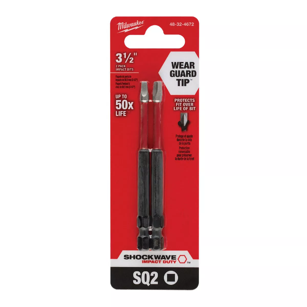 Milwaukee SHOCKWAVE Square #2 3-1/2 In. Impact Duty Screwdriver Bit (2-Pack)-