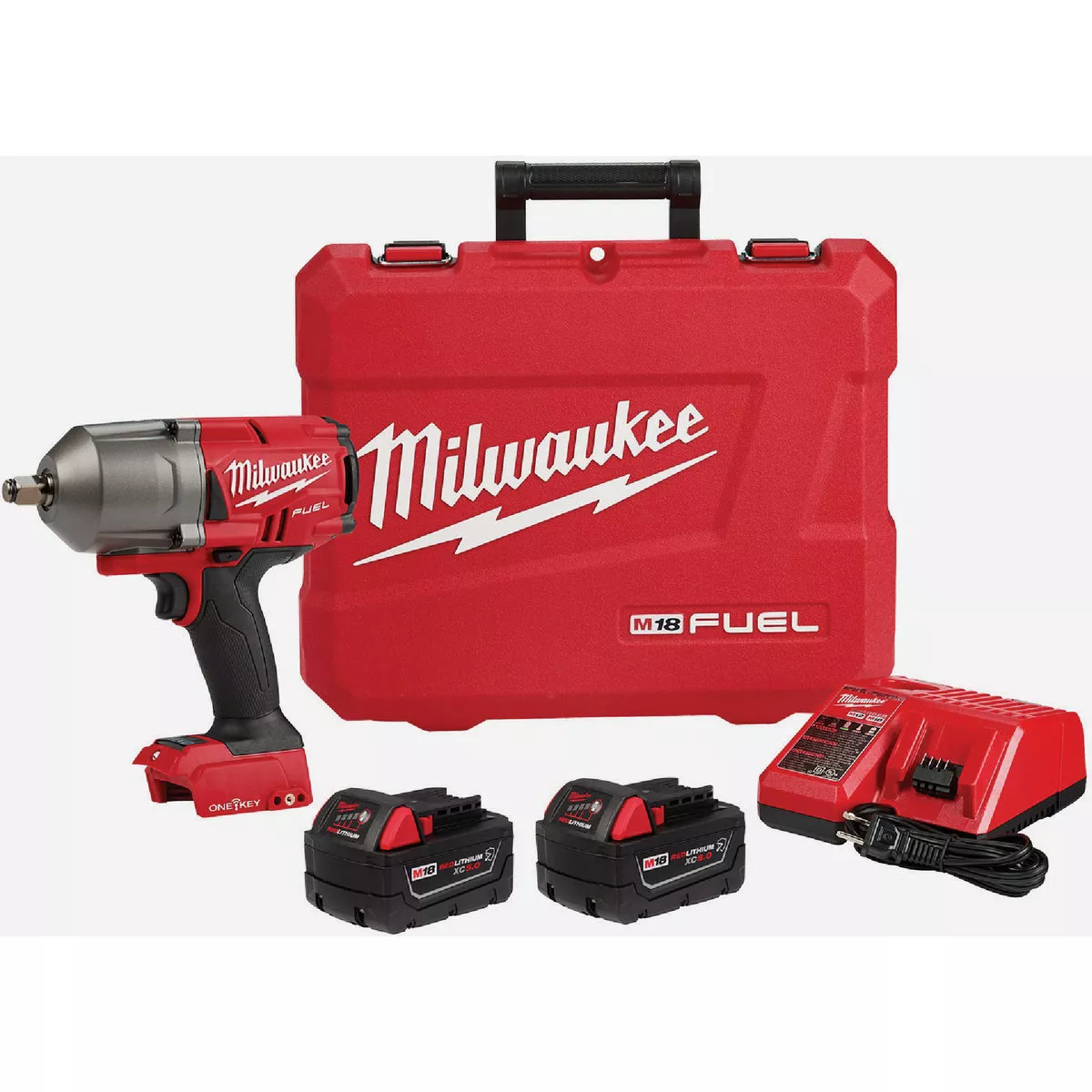 Milwaukee M18 FUEL ONE-KEY Brushless 1/2 In. High Torque Cordless Impact Wrench Kit with (2) 5.0 Ah Resistant Batteries & Charger