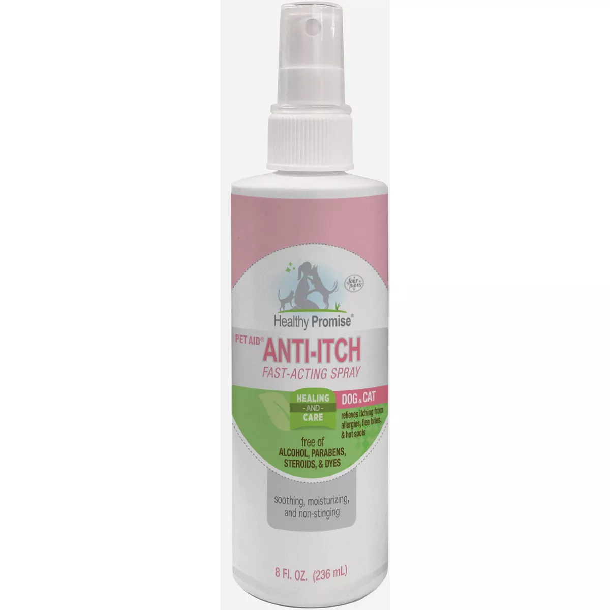 Four Paws 8 Oz, Healthy Promise Pet Fast-Acting Anti Itch Spray for Dogs & Cats