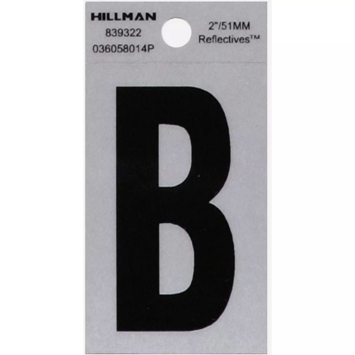 Hillman Adhesive Letter B Black and Silver Reflective (2")
