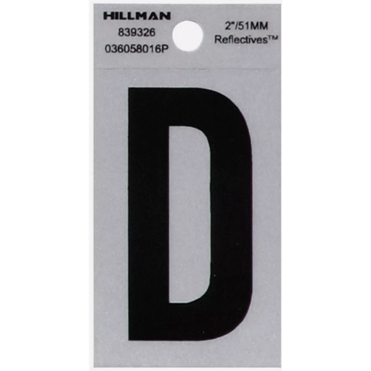Hillman Adhesive Letter D Black and Silver Reflective (2")