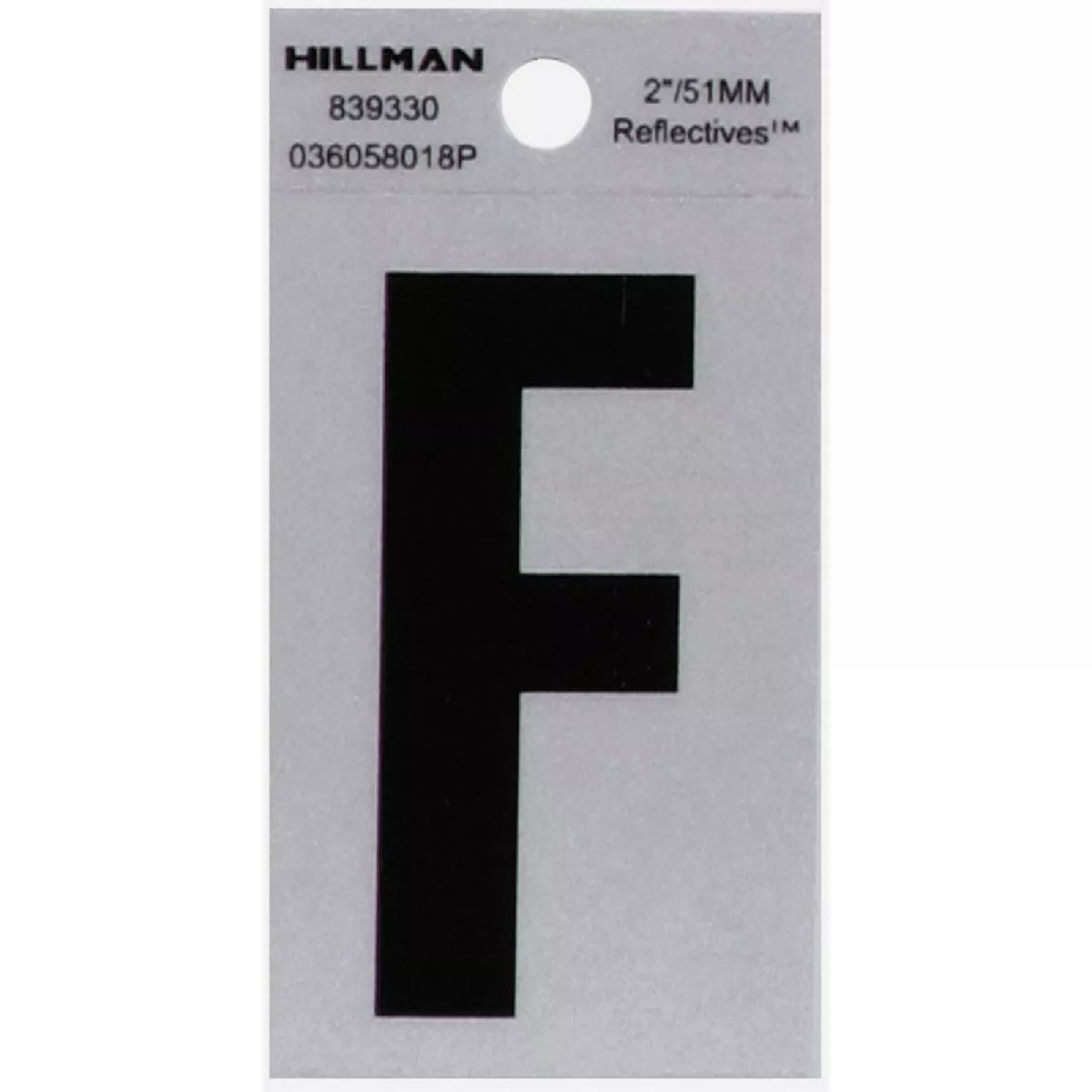 Hillman Adhesive Letter F Black and Silver Reflective (2")-
